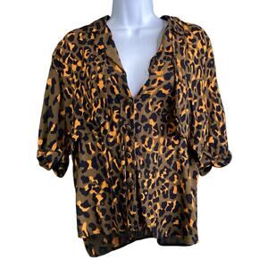 Vintage Componix Women's Cheetah Button Up Blouse Size 6 Mob Wife 80’s Glam Vibe